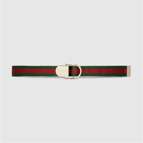 Web canvas belt with Gucci buckle in green and red Web canvas 